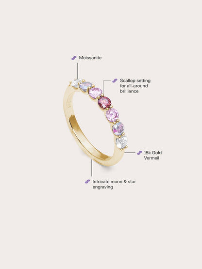 Pink Meadows Moissanite Eternity Band 18K Gold (2) – Mondays Made Flower & Birthstone Jewelry Singapore