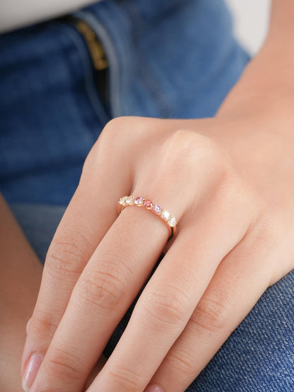 Pink Meadows Moissanite Eternity Band 18K Gold (6) – Mondays Made Flower & Birthstone Jewelry Singapore