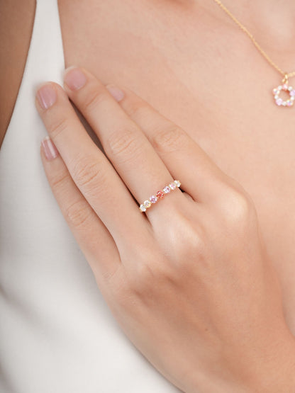 Pink Meadows Moissanite Eternity Band 18K Gold (4) – Mondays Made Flower & Birthstone Jewelry Singapore