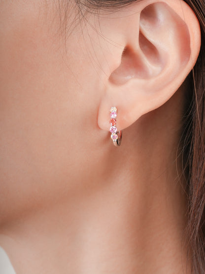 Pink Meadows Moissanite Reversible Huggie Earrings S925 Silver Rhodium (2) – Mondays Made Flower & Birthstone Jewelry Singapore