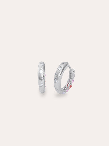 Pink Meadows Moissanite Reversible Huggies S925 Silver Rhodium (3) – Mondays Made Flower & Birthstone Jewelry Singapore