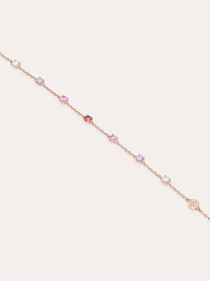 Pink Meadows Moissanite Station Bracelet 18K Rose Gold (4) – Mondays Made Flower & Birthstone Jewelry Singapore