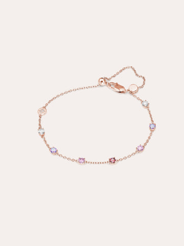 Pink Meadows Moissanite Station Bracelet 18K Rose Gold (1) – Mondays Made Flower & Birthstone Jewelry Singapore