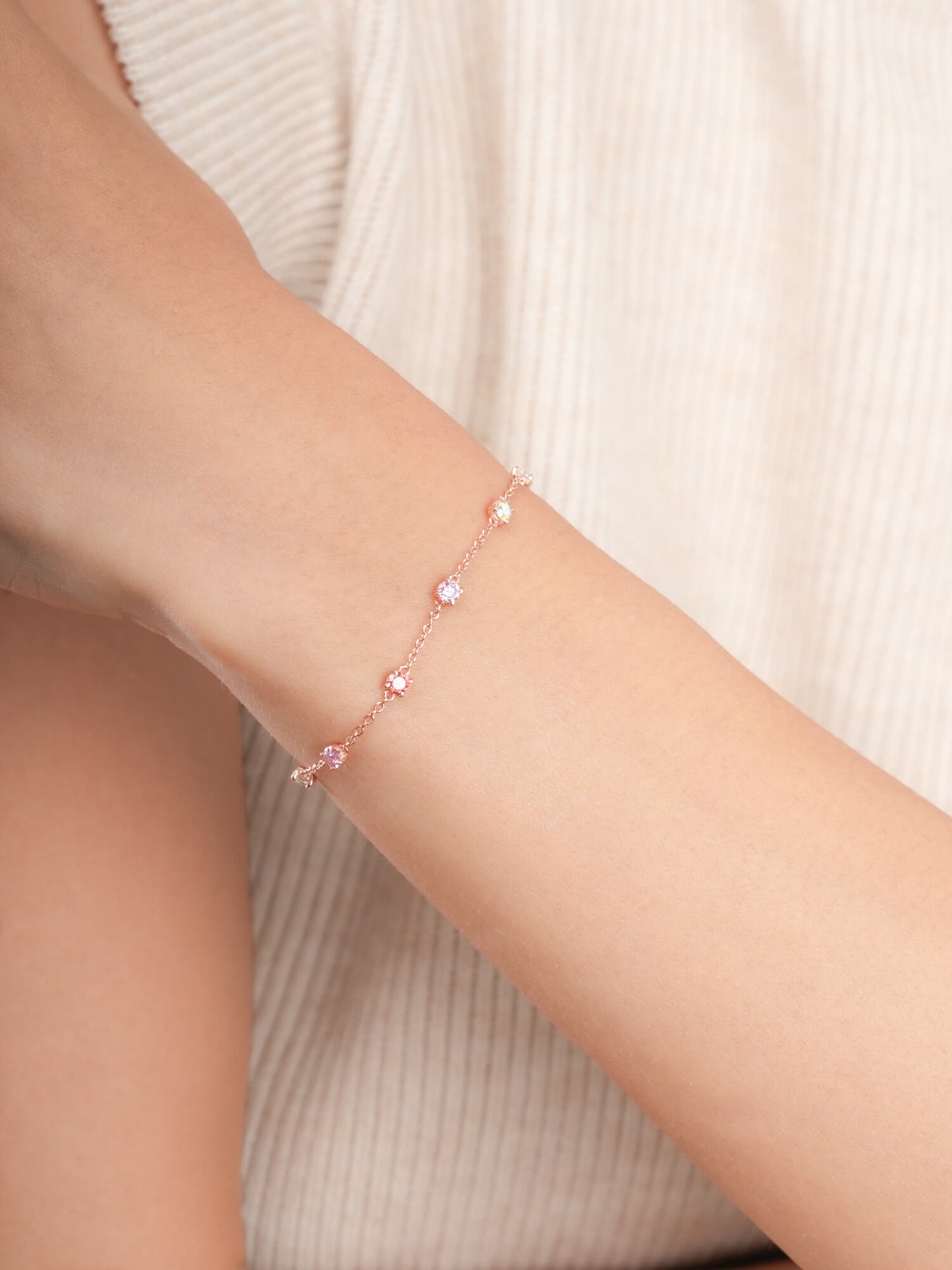 Pink Meadows Moissanite Station Bracelet