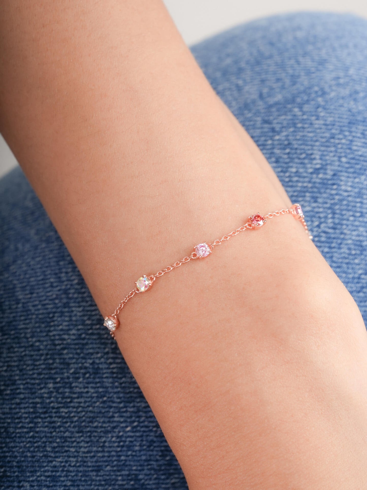 Pink Meadows Moissanite Station Bracelet