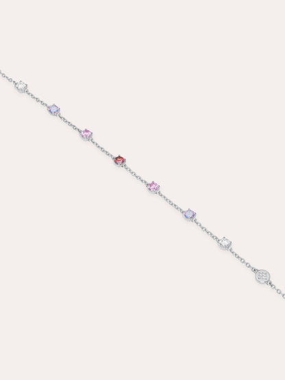 Pink Meadows Moissanite Station Bracelet S925 Silver Rhodium (4) – Mondays Made Flower & Birthstone Jewelry Singapore