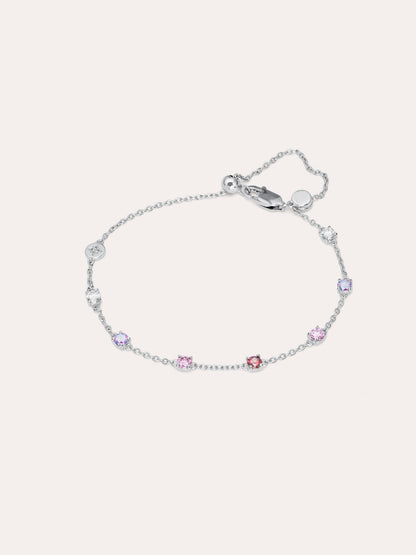 Pink Meadows Moissanite Station Bracelet S925 Silver Rhodium (1) – Mondays Made Flower & Birthstone Jewelry Singapore