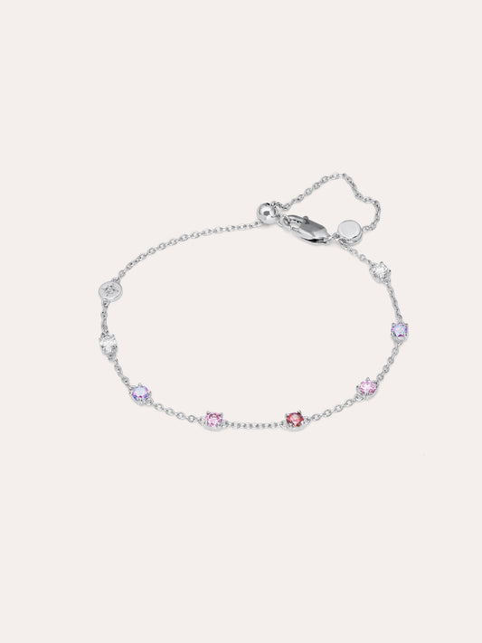 Pink Meadows Moissanite Station Bracelet S925 Silver Rhodium (1) – Mondays Made Flower & Birthstone Jewelry Singapore
