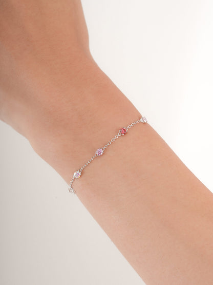 Pink Meadows Moissanite Station Bracelet S925 Silver Rhodium (2) – Mondays Made Flower & Birthstone Jewelry Singapore