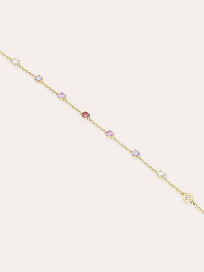 Pink Meadows Moissanite Station Bracelet 18K Gold (4) – Mondays Made Flower & Birthstone Jewelry Singapore