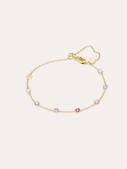 Pink Meadows Moissanite Station Bracelet 18K Gold (1) – Mondays Made Flower & Birthstone Jewelry Singapore