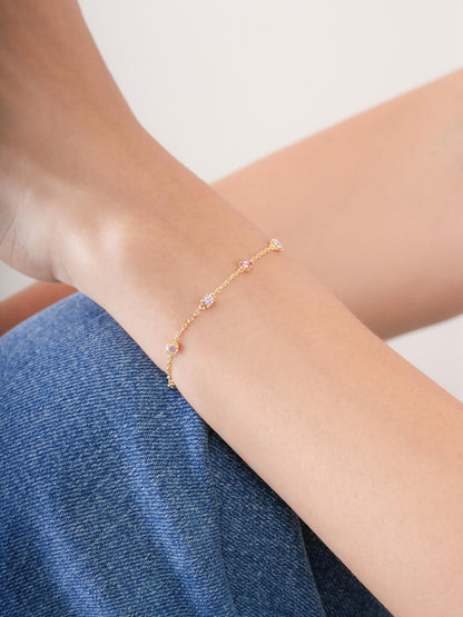 Pink Meadows Moissanite Station Bracelet 18K Gold (3) – Mondays Made Flower & Birthstone Jewelry Singapore