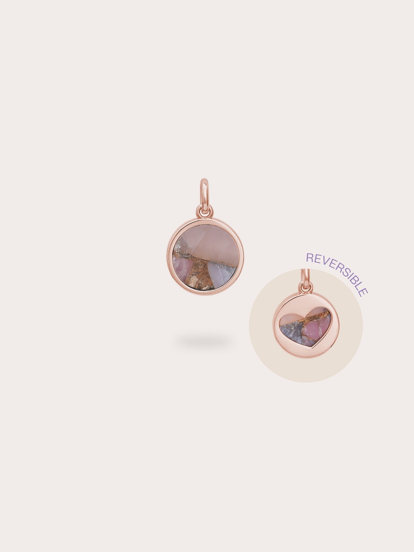 Pink Opal Copper Reversible Coin Charm
