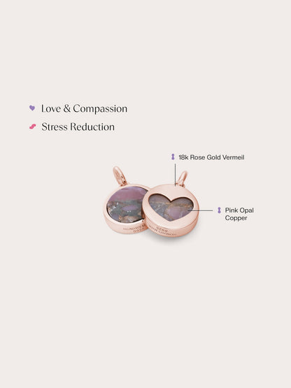 Pink Opal Copper Reversible Coin Charm 18K Rose Gold (5) – Mondays Made Flower & Birthstone Jewelry Singapore