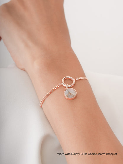 Pink Opal Copper Reversible Coin Charm 18K Rose Gold (6) – Mondays Made Flower & Birthstone Jewelry Singapore