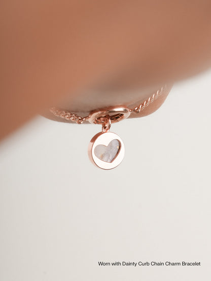 Pink Opal Copper Reversible Coin Charm 18K Rose Gold (2) – Mondays Made Flower & Birthstone Jewelry Singapore