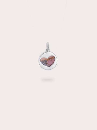 Pink Opal Copper Reversible Coin Charm S925 Silver Rhodium (3) – Mondays Made Flower & Birthstone Jewelry Singapore