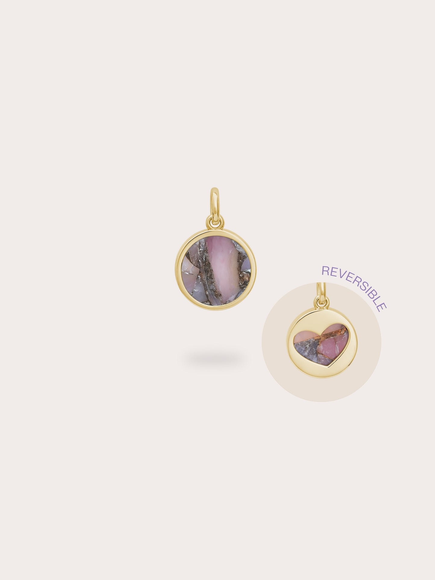 Pink Opal Copper Reversible Coin Charm