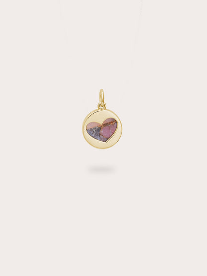 Pink Opal Copper Reversible Coin Charm 18K Gold (4) – Mondays Made Flower & Birthstone Jewelry Singapore