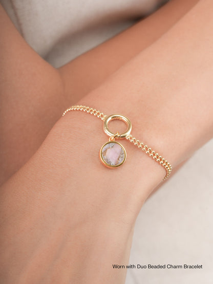 Pink Opal Copper Reversible Coin Charm 18K Gold (2) – Mondays Made Flower & Birthstone Jewelry Singapore