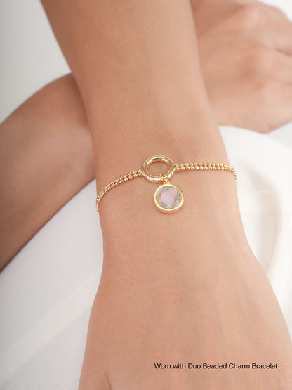 Pink Opal Copper Reversible Coin Charm 18K Gold (7) – Mondays Made Flower & Birthstone Jewelry Singapore