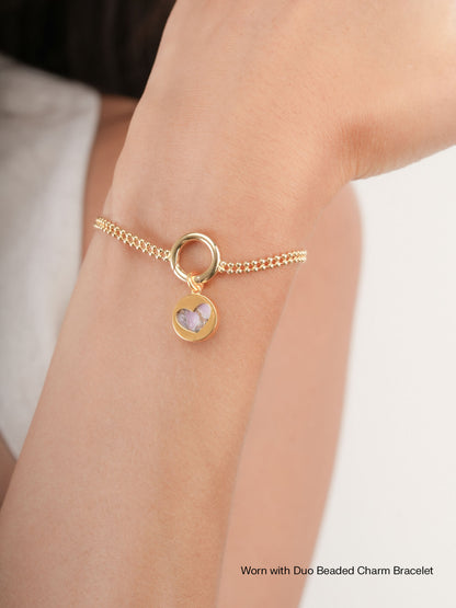 Pink Opal Copper Reversible Coin Charm 18K Gold (6) – Mondays Made Flower & Birthstone Jewelry Singapore