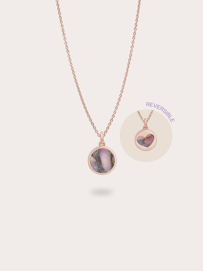 Pink Opal Copper Reversible Coin Necklace 18K Rose Gold (1) – Mondays Made Flower & Birthstone Jewelry Singapore