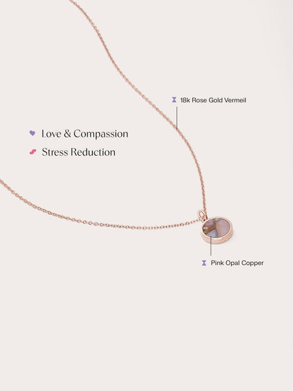 Pink Opal Copper Reversible Coin Necklace 18K Rose Gold (5) – Mondays Made Flower & Birthstone Jewelry Singapore
