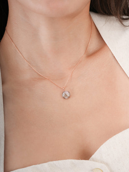 Pink Opal Copper Reversible Coin Necklace 18K Rose Gold (7) – Mondays Made Flower & Birthstone Jewelry Singapore