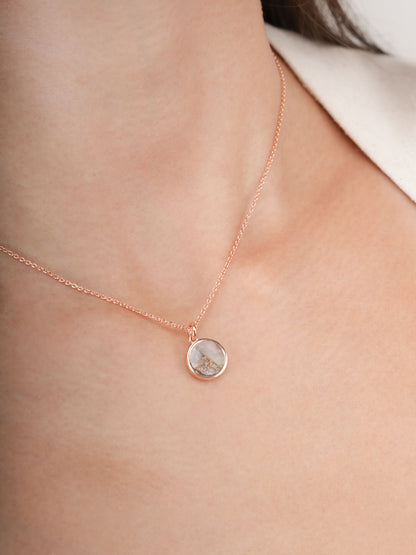 Pink Opal Copper Reversible Coin Necklace 18K Rose Gold (6) – Mondays Made Flower & Birthstone Jewelry Singapore