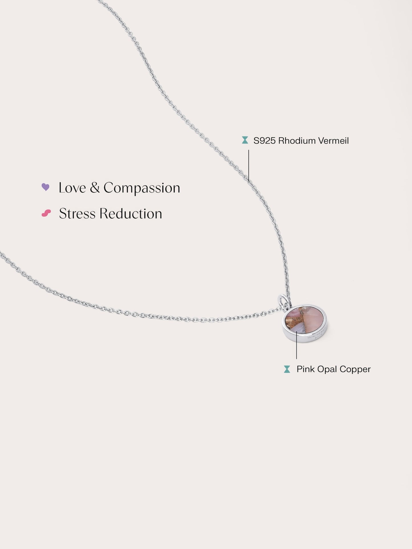 Pink Opal Copper Reversible Coin Necklace