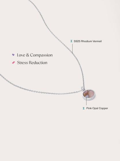 Pink Opal Copper Reversible Coin Necklace S925 Silver Rhodium (5) – Mondays Made Flower & Birthstone Jewelry Singapore