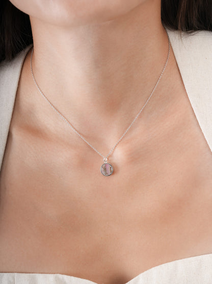 Pink Opal Copper Reversible Coin Necklace S925 Silver Rhodium (2) – Mondays Made Flower & Birthstone Jewelry Singapore