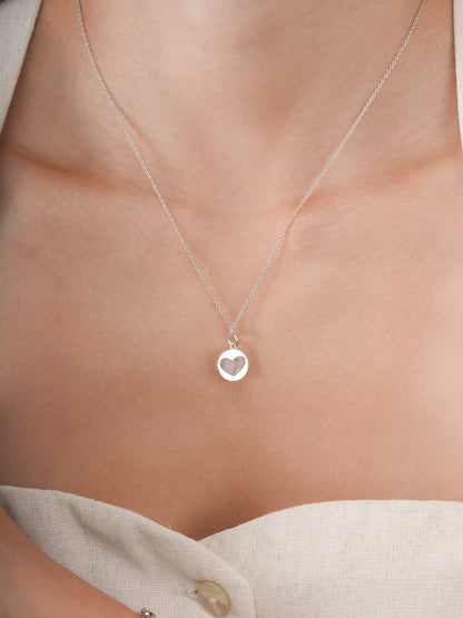 Pink Opal Copper Reversible Coin Necklace S925 Silver Rhodium (6) – Mondays Made Flower & Birthstone Jewelry Singapore