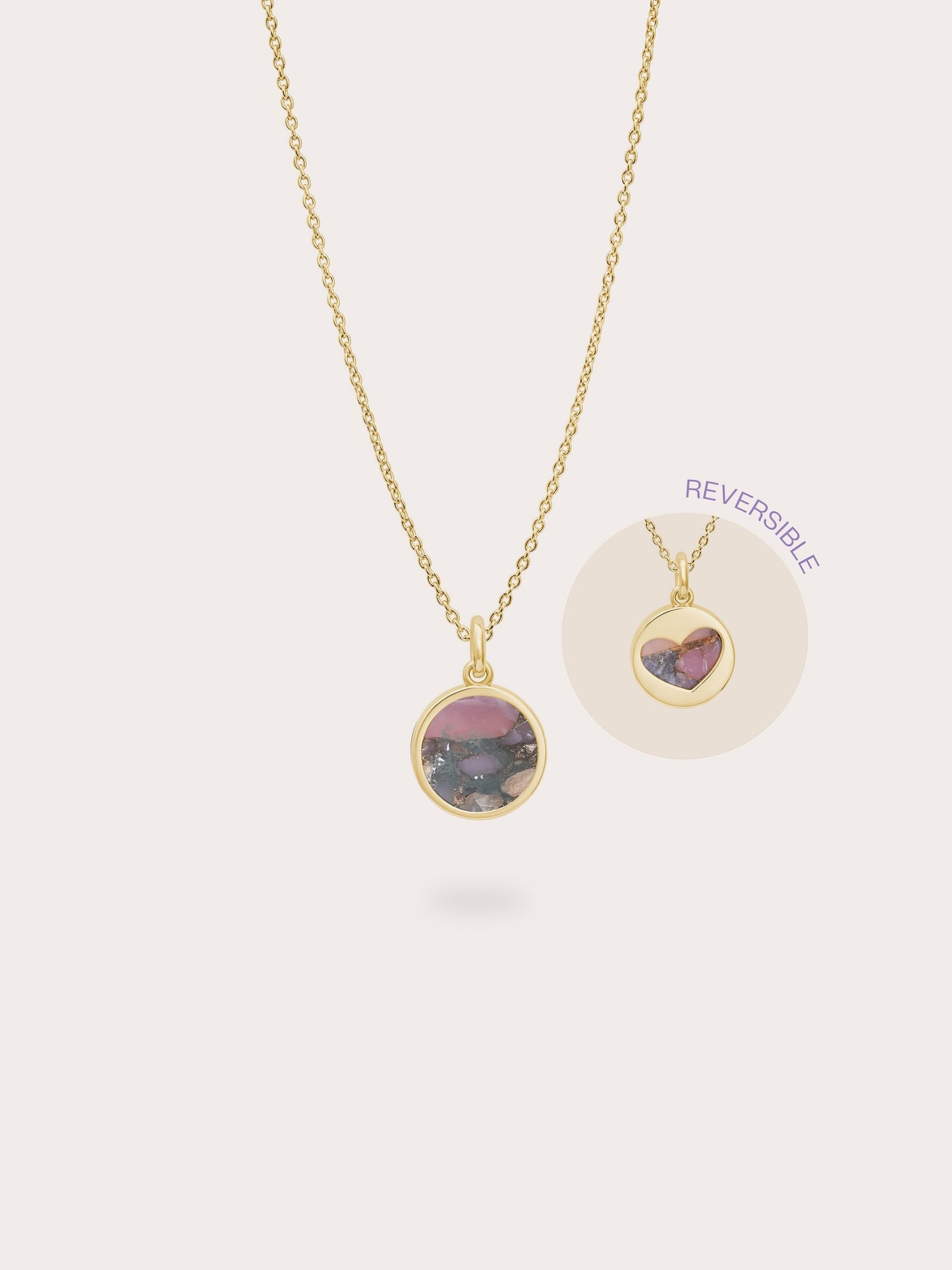 Pink Opal Copper Reversible Coin Necklace