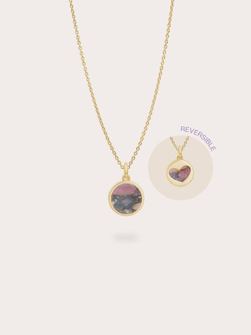 Pink Opal Copper Reversible Coin Necklace 18K Gold (1) – Mondays Made Flower & Birthstone Jewelry Singapore