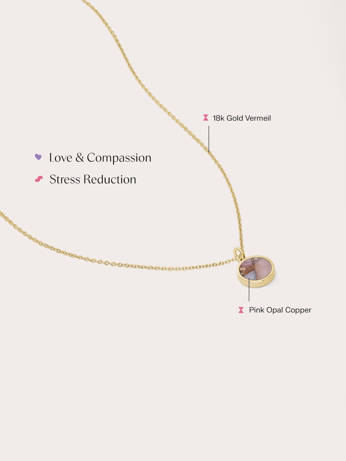 Pink Opal Copper Reversible Coin Necklace