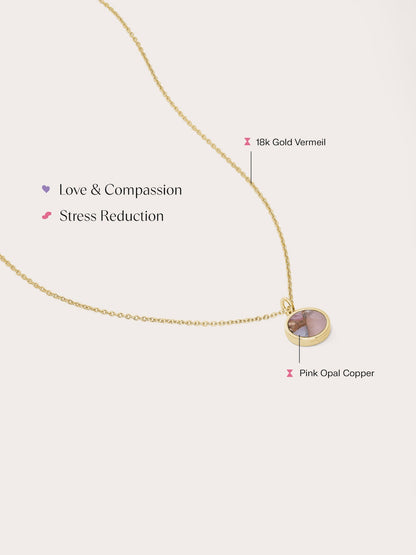 Pink Opal Copper Reversible Coin Necklace 18K Gold (5) – Mondays Made Flower & Birthstone Jewelry Singapore