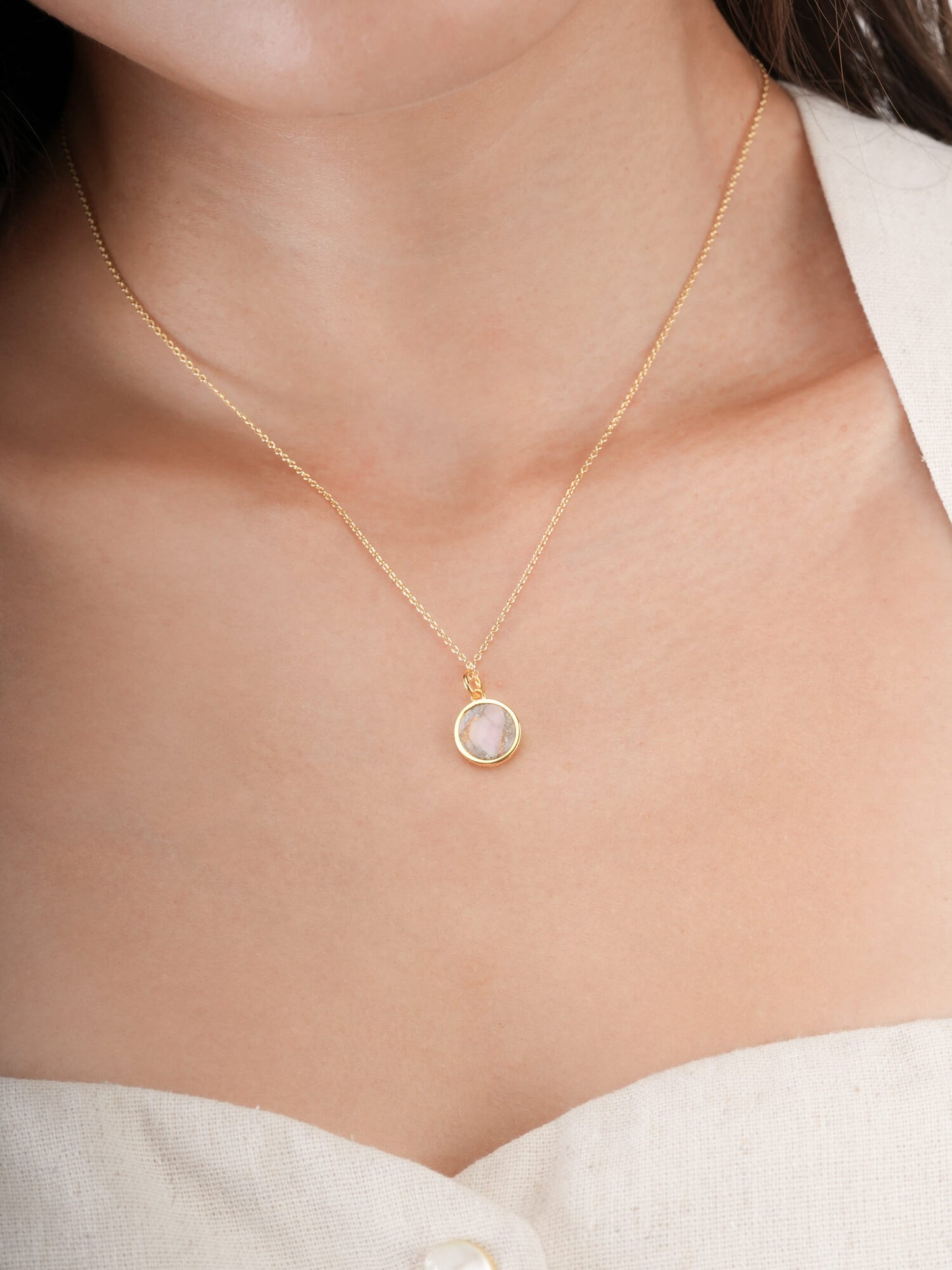 Pink Opal Copper Reversible Coin Necklace
