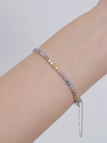 Moissanite Tennis Bracelet - Rainbow