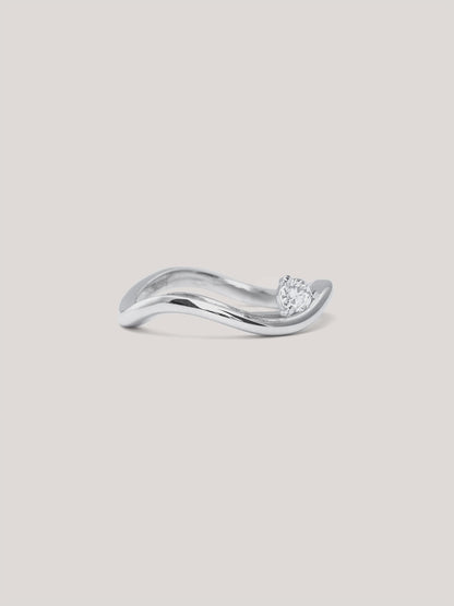 Floating Moissanite Wave Ring in S925 Rhodium Vermeil from Mondays Made
