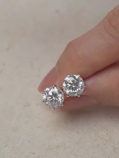 Martini Moissanite Stud Earrings (2ct) in S925 Rhodium Vermeil from Mondays Made