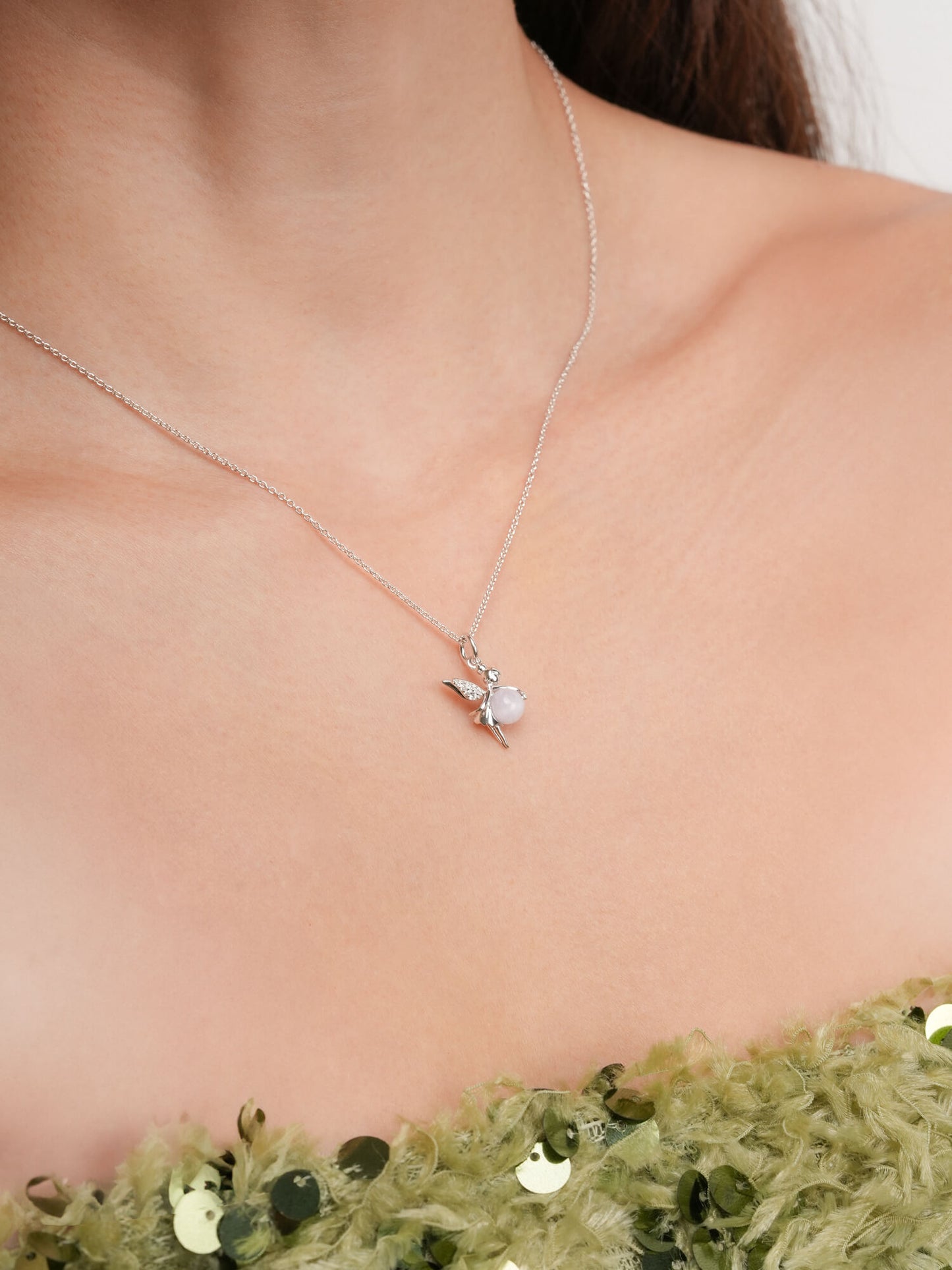 Prosperity Fairy Necklace - Lavender-Grey Jadeite