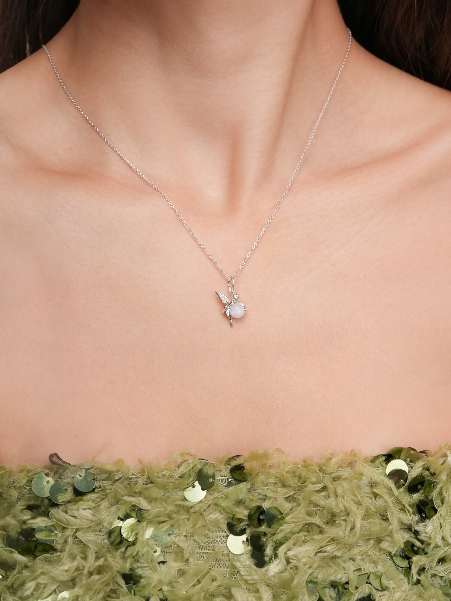 Prosperity Fairy Necklace - Lavender-Grey Jadeite
