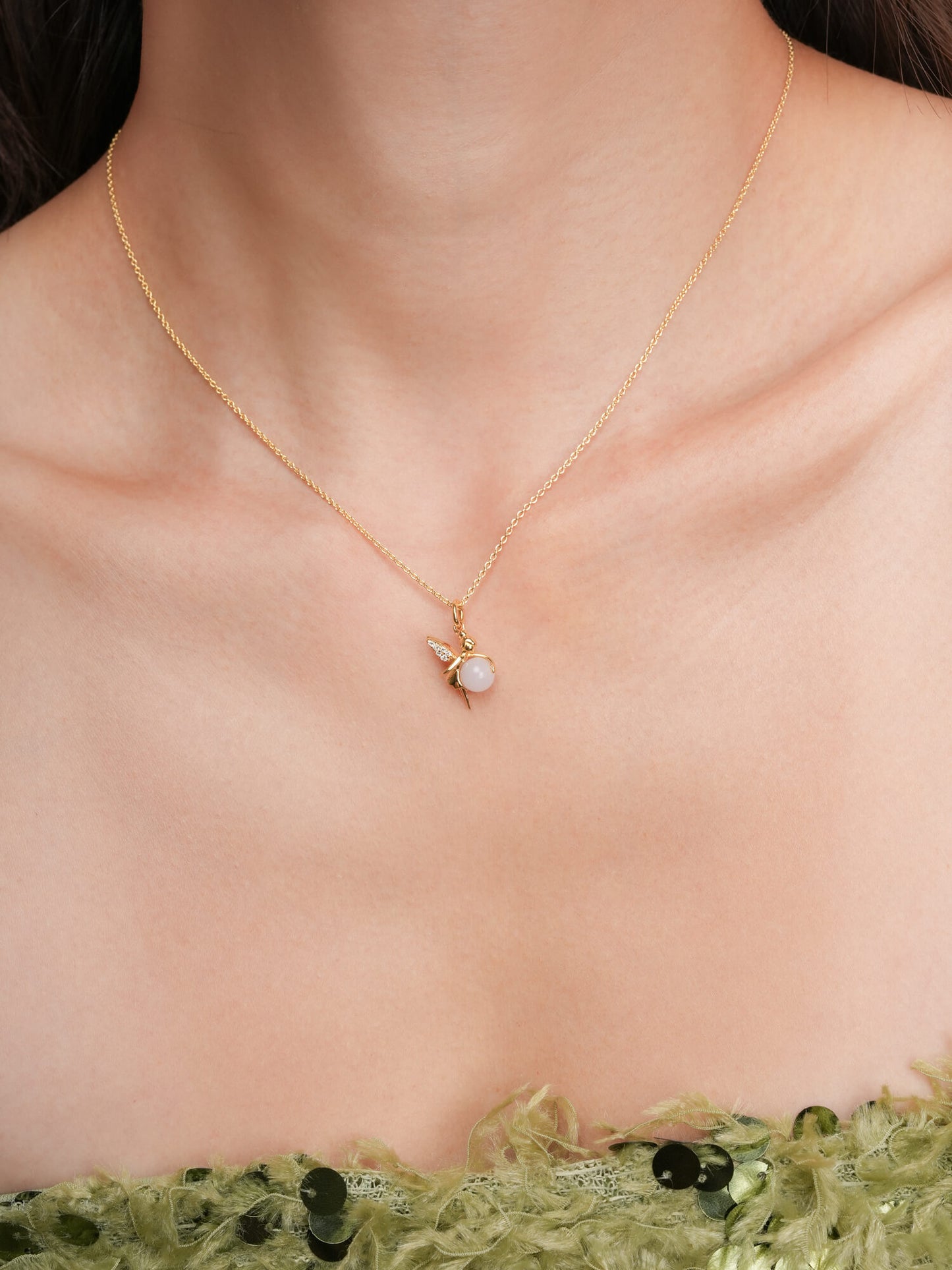 Prosperity Fairy Necklace - Lavender-Grey Jadeite