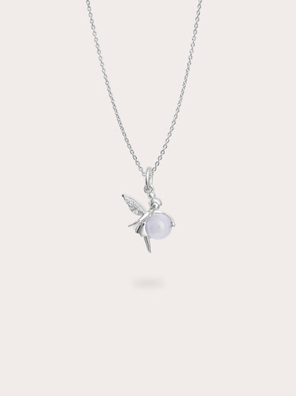 Prosperity Fairy Necklace Jadeite S925 Silver Rhodium (1) – Mondays Made Flower & Birthstone Jewelry Singapore