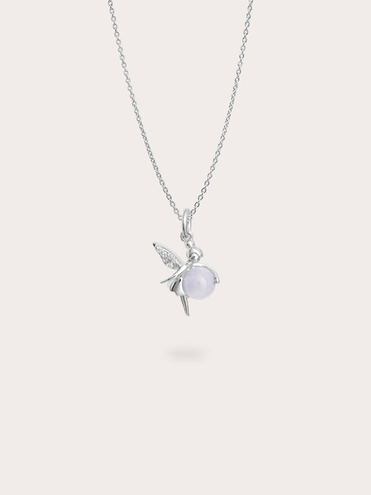 Prosperity Fairy Necklace Jadeite S925 Silver Rhodium (1) – Mondays Made Flower & Birthstone Jewelry Singapore