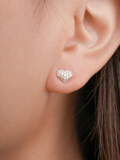 Puffy Heart Pave Moissanite Stud Earrings (1) – Mondays Made Flower & Birthstone Jewelry Singapore