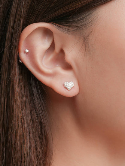 Puffy Heart Pave Moissanite Stud Earrings (2) – Mondays Made Flower & Birthstone Jewelry Singapore