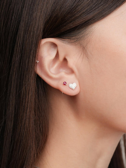 Puffy Heart Pave Moissanite Stud Earrings (3) – Mondays Made Flower & Birthstone Jewelry Singapore